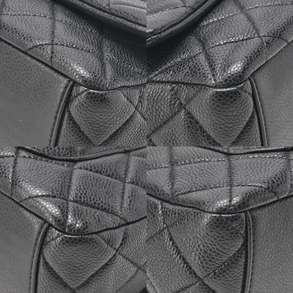 CHANEL Caviar Skin Matelasse Turn Lock Single Flap Chain Shoulder Black Gold-Tone Hardware, Pre-Owned