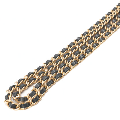 CHANEL Lambskin Matelasse Coco Mark Ball Chain Wallet Lambskin Black Gold-Tone Hardware, Pre-Owned