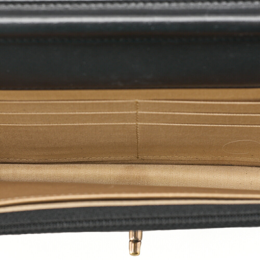 CHANEL Lambskin Matelasse Coco Mark Ball Chain Wallet Lambskin Black Gold-Tone Hardware, Pre-Owned