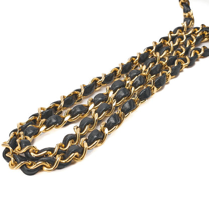 CHANEL Matelasse Deka Coco Round Flap Push Lock Chain Shoulder Lambskin Black Gold-Tone Hardware, Pre-Owned