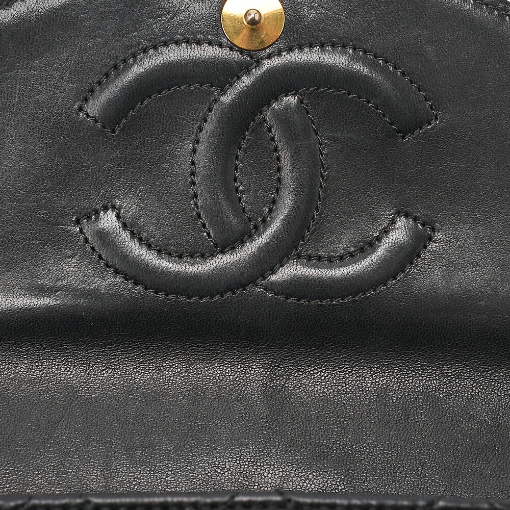 CHANEL Matelasse Deka Coco Round Flap Push Lock Chain Shoulder Lambskin Black Gold-Tone Hardware, Pre-Owned