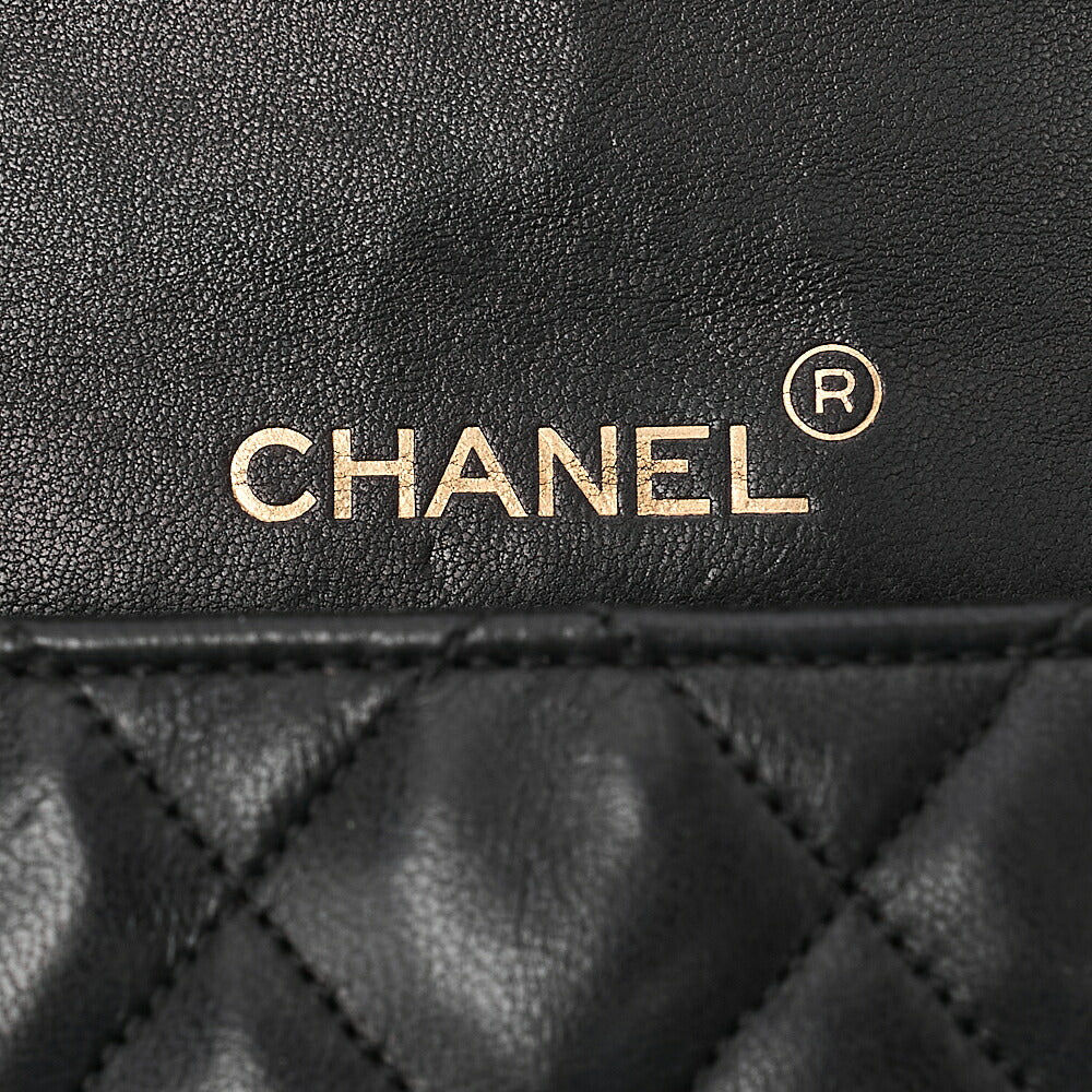 CHANEL Matelasse Deka Coco Round Flap Push Lock Chain Shoulder Lambskin Black Gold-Tone Hardware, Pre-Owned