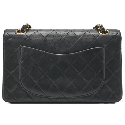 CHANEL Matelasse Double Flap 23cm Chain Shoulder Lambskin Black Gold-Tone Hardware, Pre-Owned