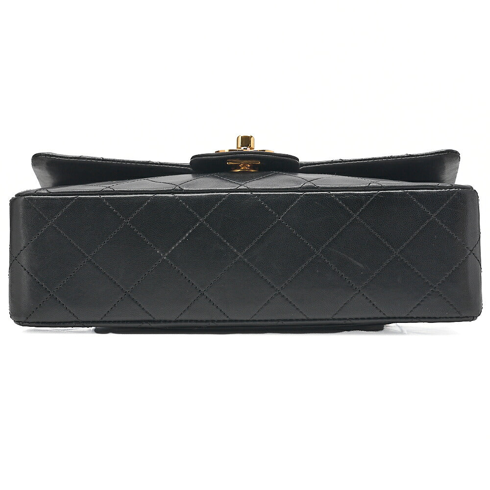 CHANEL Matelasse Double Flap 23cm Chain Shoulder Lambskin Black Gold-Tone Hardware, Pre-Owned