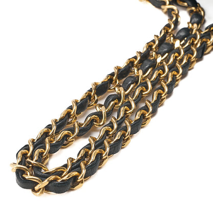 CHANEL Matelasse Double Flap 23cm Chain Shoulder Lambskin Black Gold-Tone Hardware, Pre-Owned