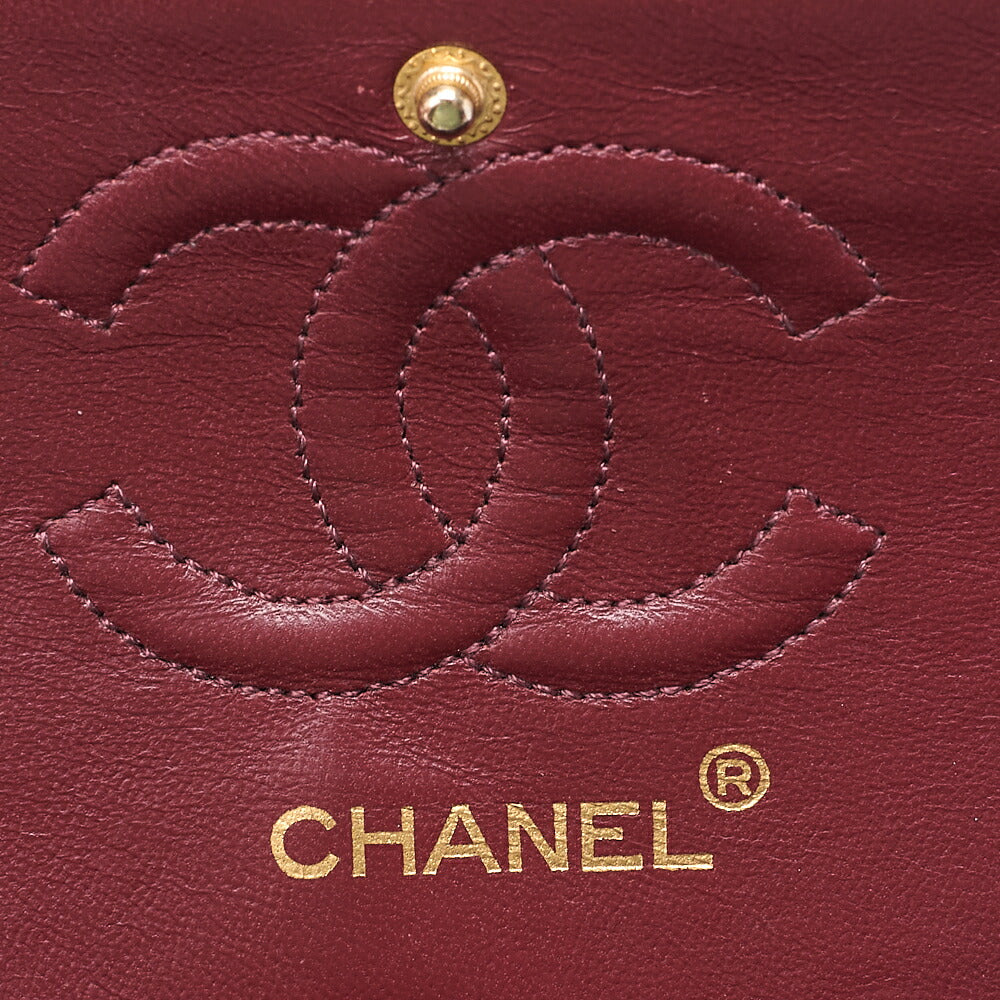 CHANEL Matelasse Double Flap 23cm Chain Shoulder Lambskin Black Gold-Tone Hardware, Pre-Owned