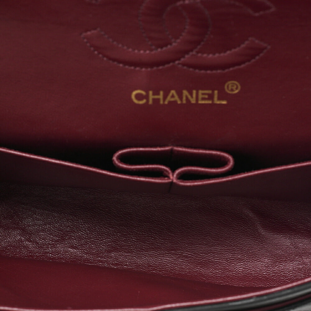 CHANEL Matelasse Double Flap 23cm Chain Shoulder Lambskin Black Gold-Tone Hardware, Pre-Owned