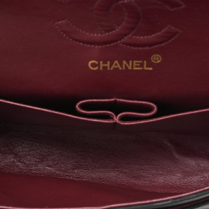 CHANEL Matelasse Double Flap 23cm Chain Shoulder Lambskin Black Gold-Tone Hardware, Pre-Owned