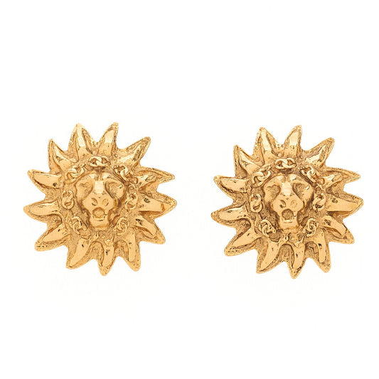 CHANEL Earrings Lion Pattern 2497 GP Gold (Gold Plated)Gold-Tone Hardware, Pre-Owned