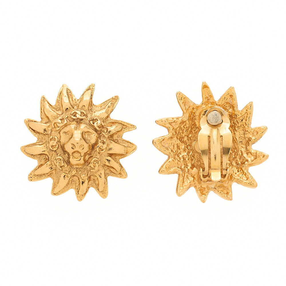 CHANEL Earrings Lion Pattern 2497 GP Gold (Gold Plated)Gold-Tone Hardware, Pre-Owned