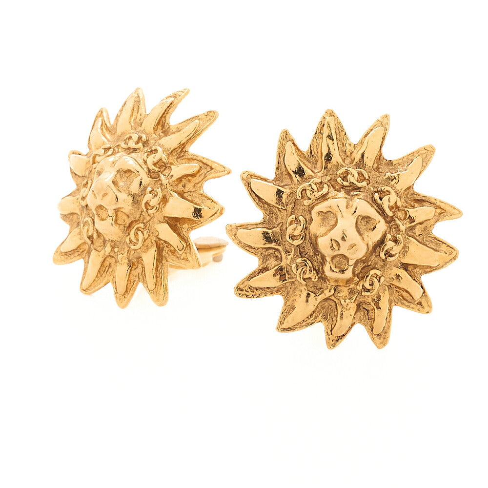 CHANEL Earrings Lion Pattern 2497 GP Gold (Gold Plated)Gold-Tone Hardware, Pre-Owned