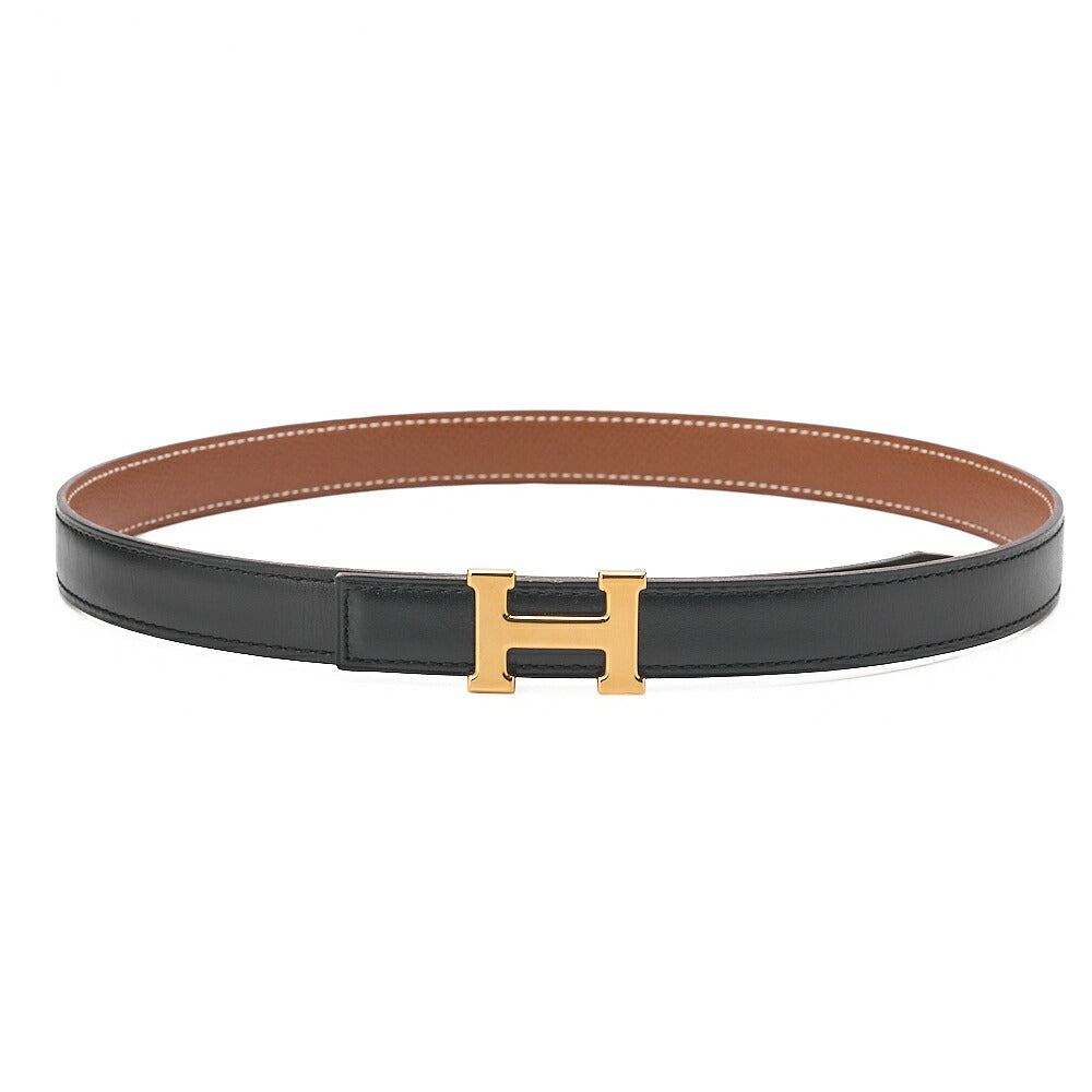 HERMES Hermes Mini H-Belt Belt 65 GP x Leather Black x Gold Gold-Tone Hardware, Pre-Owned