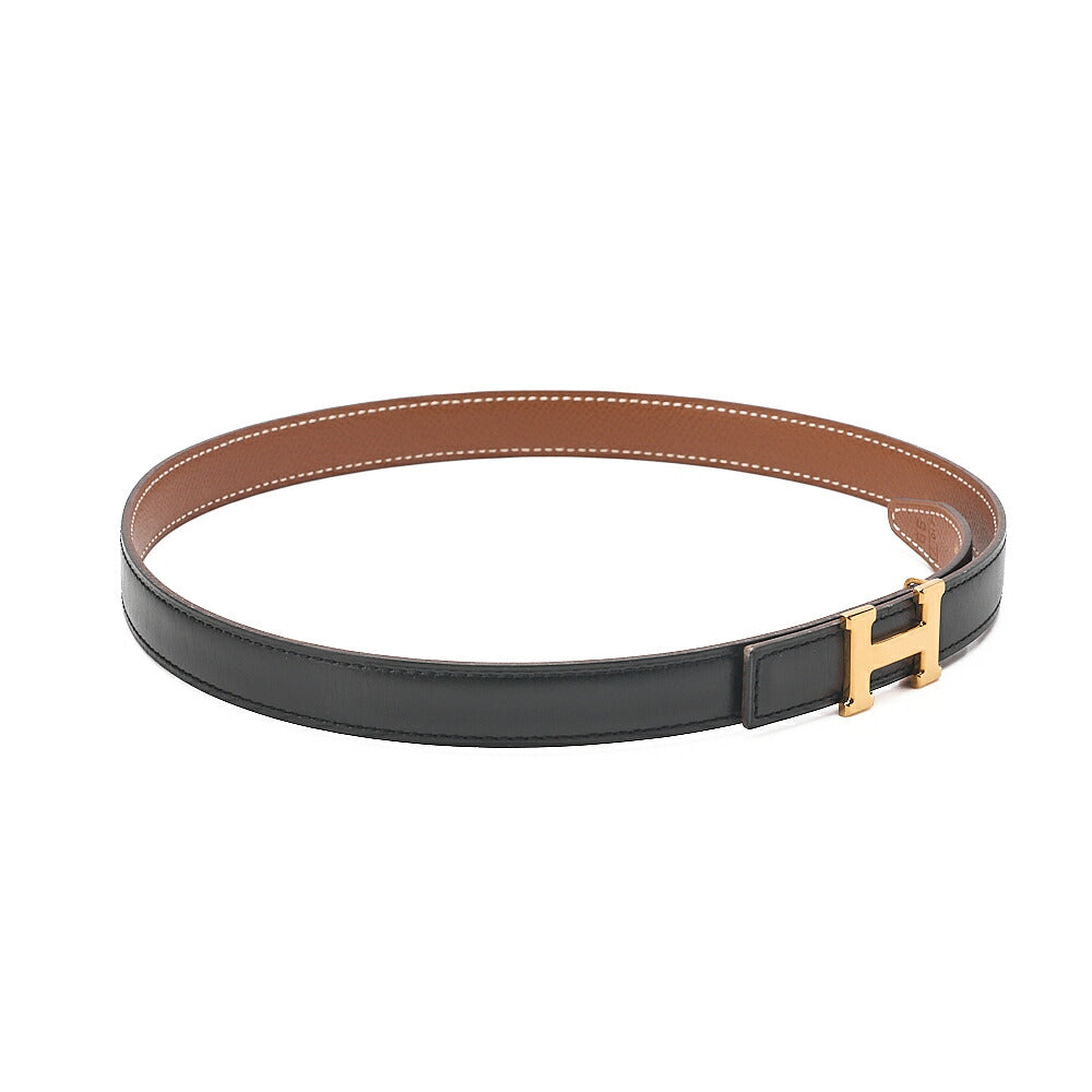 HERMES Hermes Mini H-Belt Belt 65 GP x Leather Black x Gold Gold-Tone Hardware, Pre-Owned
