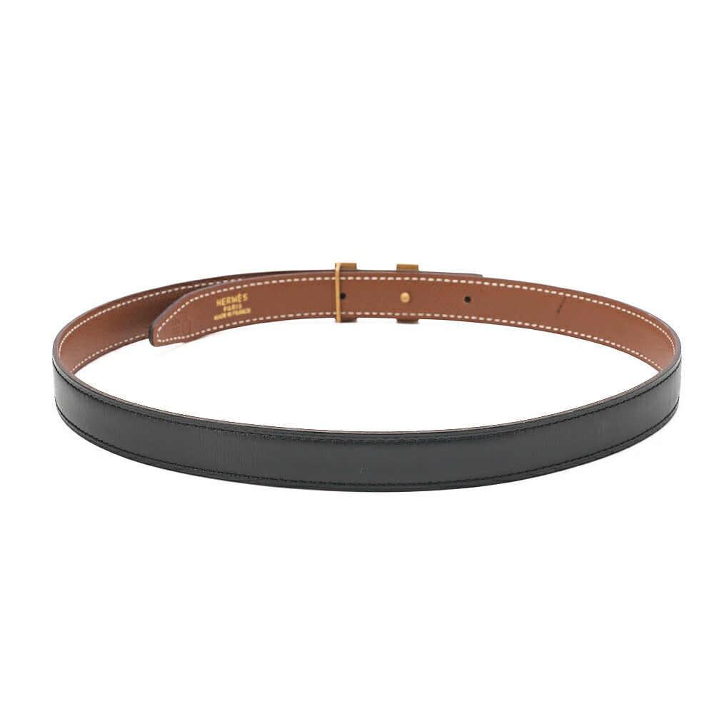 HERMES Hermes Mini H-Belt Belt 65 GP x Leather Black x Gold Gold-Tone Hardware, Pre-Owned