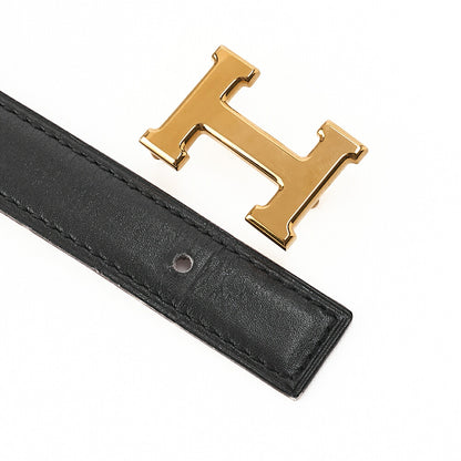 HERMES Hermes Mini H-Belt Belt 65 GP x Leather Black x Gold Gold-Tone Hardware, Pre-Owned