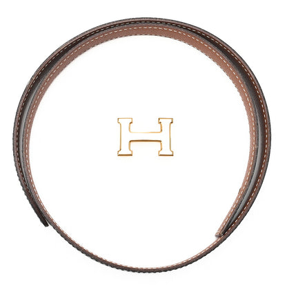HERMES Hermes Mini H-Belt Belt 65 GP x Leather Black x Gold Gold-Tone Hardware, Pre-Owned
