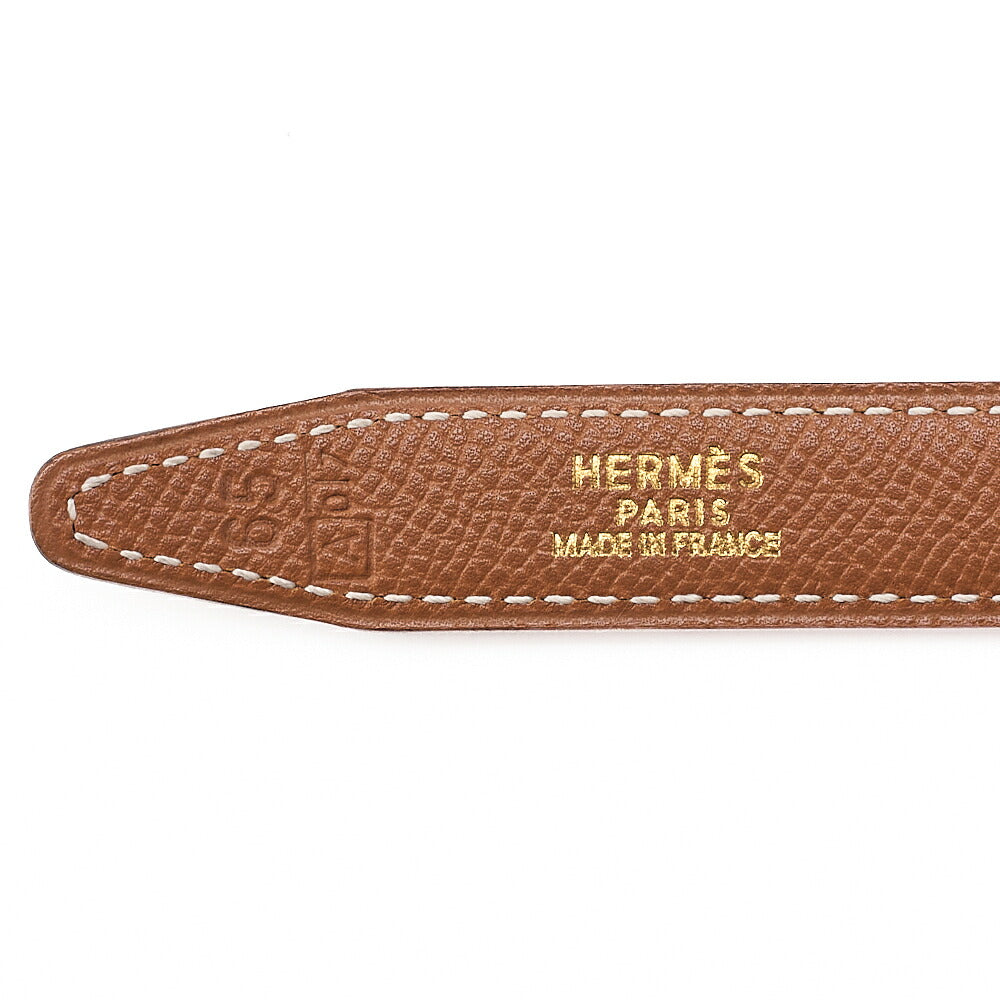 HERMES Hermes Mini H-Belt Belt 65 GP x Leather Black x Gold Gold-Tone Hardware, Pre-Owned
