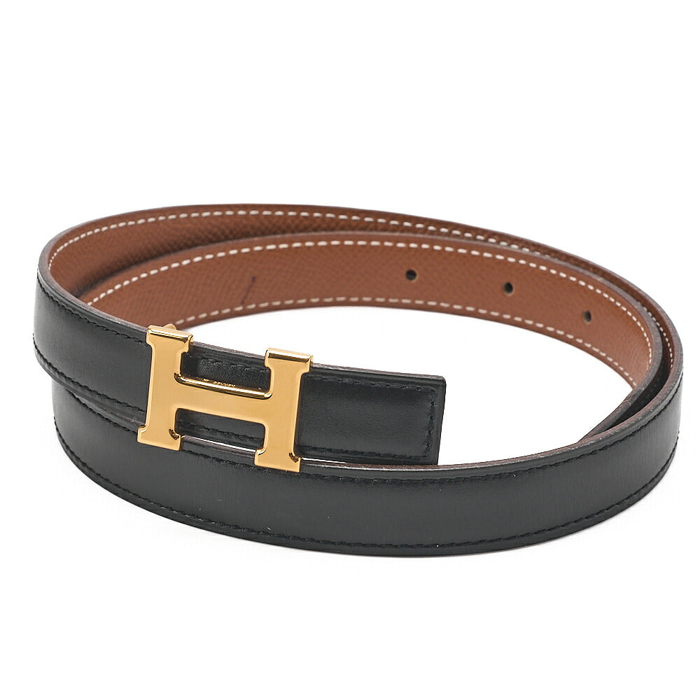 HERMES Hermes Mini H-Belt Belt 65 GP x Leather Black x Gold Gold-Tone Hardware, Pre-Owned