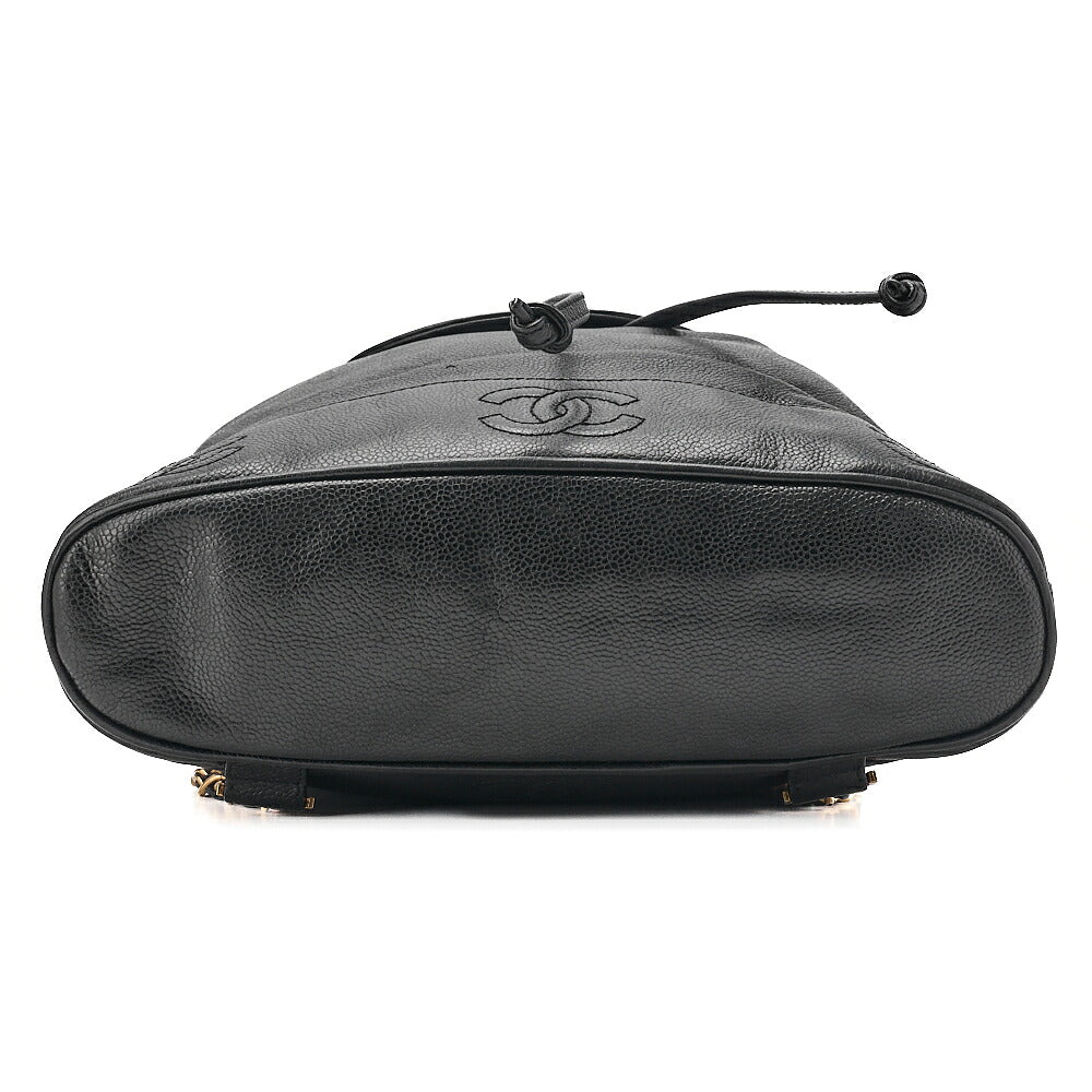 CHANEL Chanel Caviar Skin Triple Coco Turn Lock Chain Backpack Black Gold-Tone Hardware, Pre-Owned