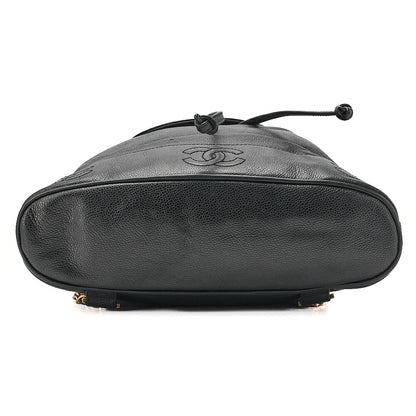 CHANEL Chanel Caviar Skin Triple Coco Turn Lock Chain Backpack Black Gold-Tone Hardware, Pre-Owned