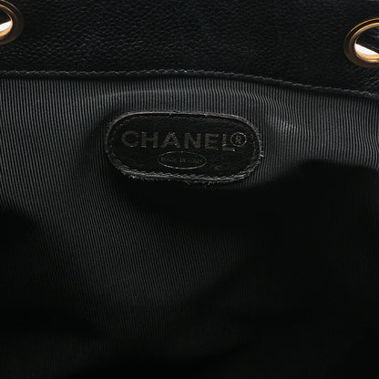 CHANEL Chanel Caviar Skin Triple Coco Turn Lock Chain Backpack Black Gold-Tone Hardware, Pre-Owned