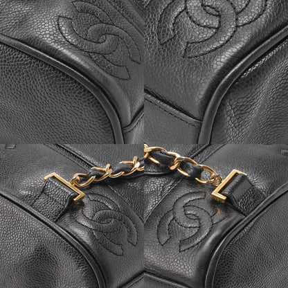 CHANEL Chanel Caviar Skin Triple Coco Turn Lock Chain Backpack Black Gold-Tone Hardware, Pre-Owned