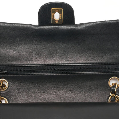 CHANEL Lambskin Matelasse 25cm Double Flap Chain Shoulder Black Gold-Tone Hardware, Pre-Owned
