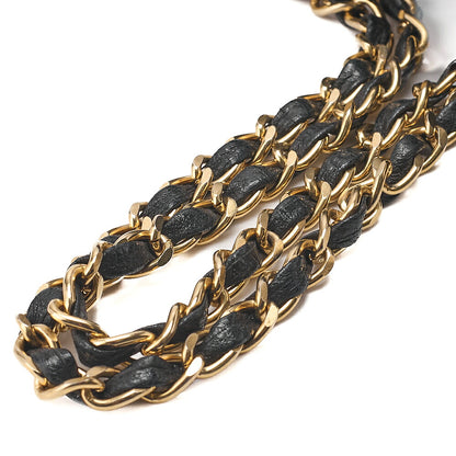 CHANEL Lambskin Matelasse Double Straight Flap Chain Shoulder Black Gold-Tone Hardware, Pre-Owned
