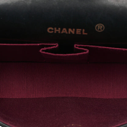 CHANEL Lambskin Matelasse Double Straight Flap Chain Shoulder Black Gold-Tone Hardware, Pre-Owned