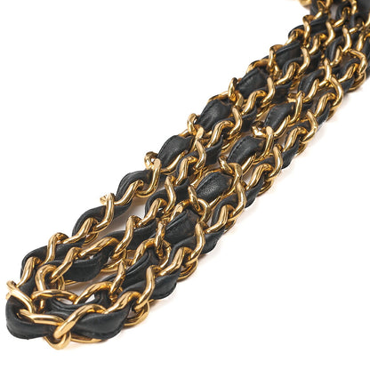 CHANEL Chain Shoulder Bag Deca Matelasse 33cm Single Flap Lambskin Black Gold-Tone Hardware, Pre-Owned