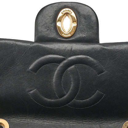CHANEL Chain Shoulder Bag Deca Matelasse 33cm Single Flap Lambskin Black Gold-Tone Hardware, Pre-Owned
