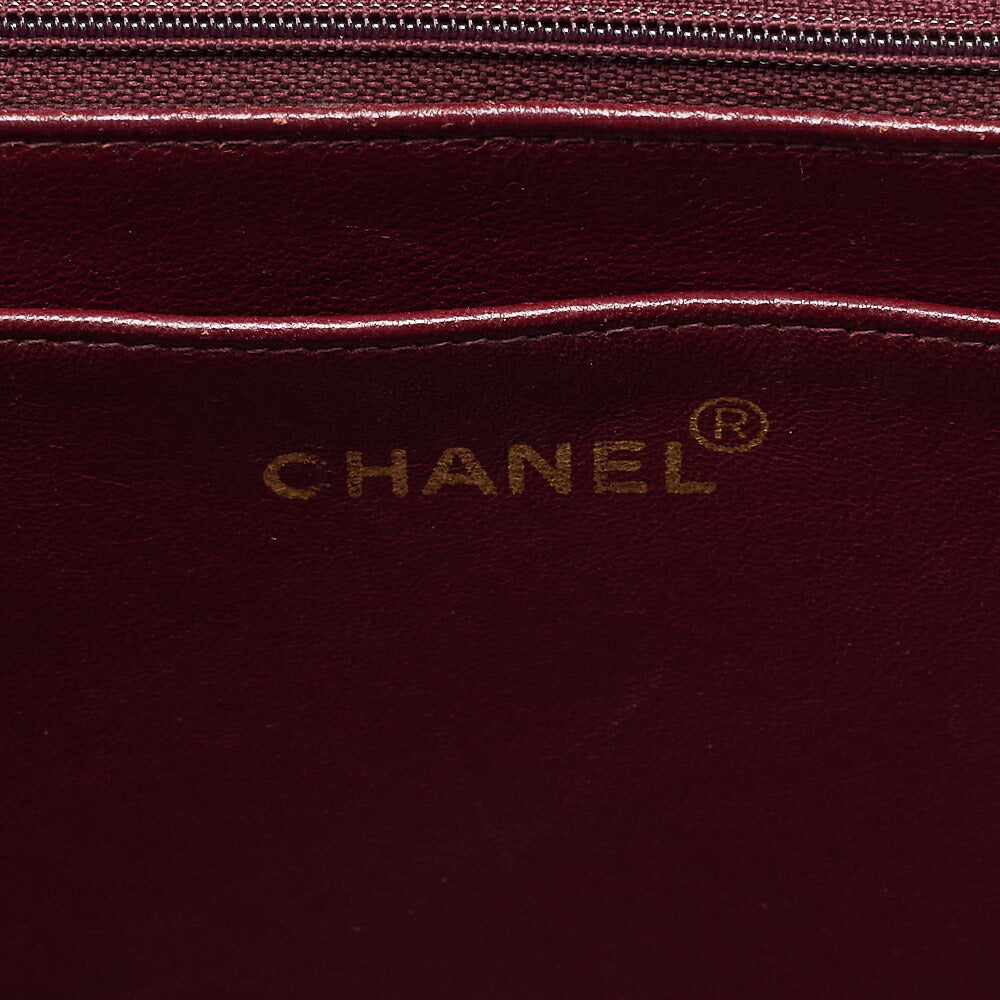 CHANEL Chain Shoulder Bag Deca Matelasse 33cm Single Flap Lambskin Black Gold-Tone Hardware, Pre-Owned