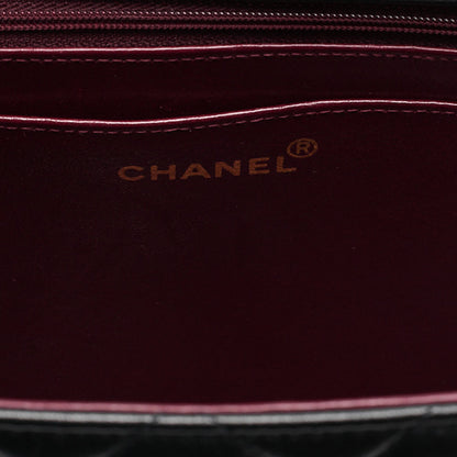 CHANEL Chain Shoulder Bag Deca Matelasse 33cm Single Flap Lambskin Black Gold-Tone Hardware, Pre-Owned
