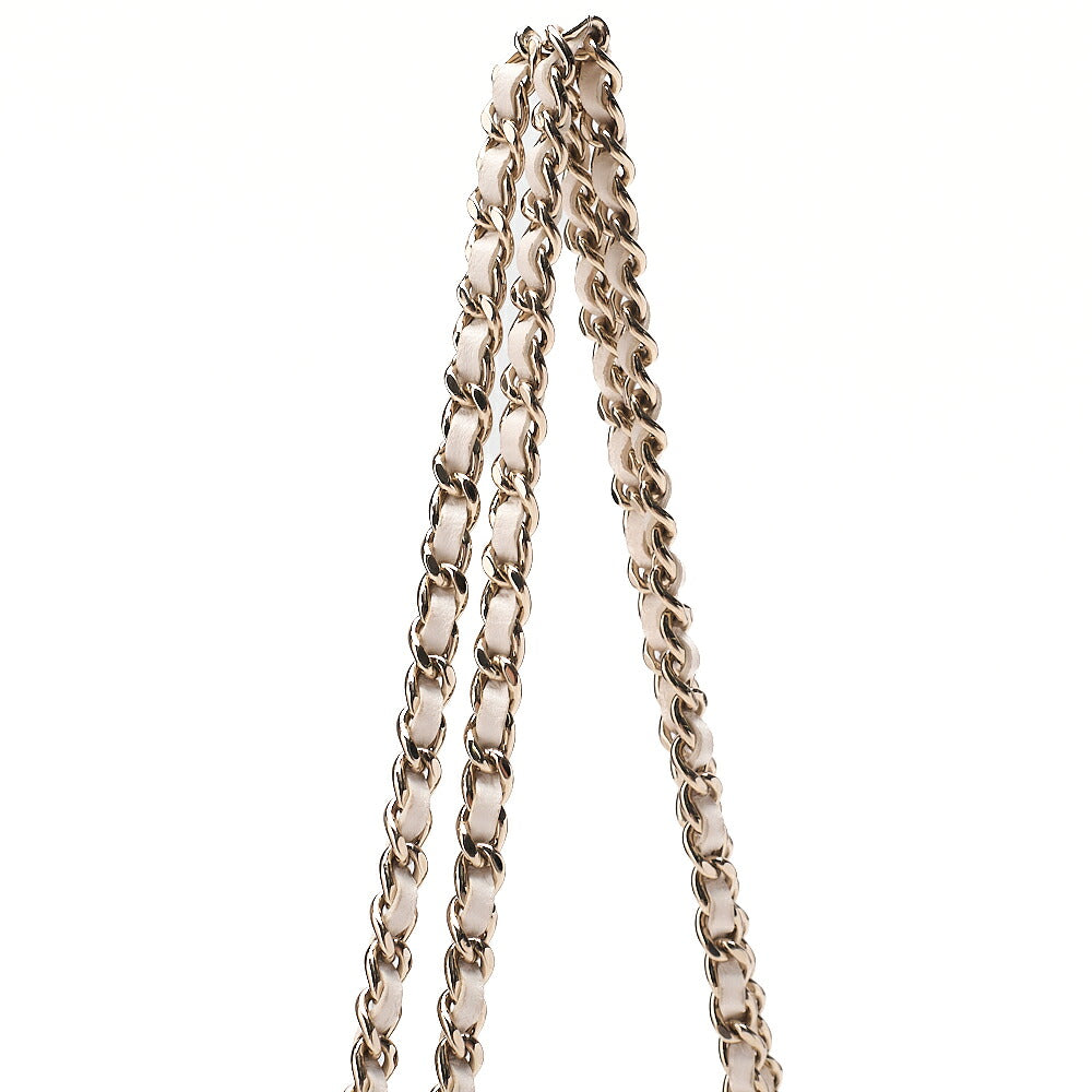 CHANEL Lambskin Matelasse Trendy CC Rhinestone 2-Way Chain Wallet White Gold-Tone Hardware, Pre-Owned