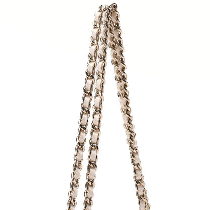 CHANEL Lambskin Matelasse Trendy CC Rhinestone 2-Way Chain Wallet White Gold-Tone Hardware, Pre-Owned