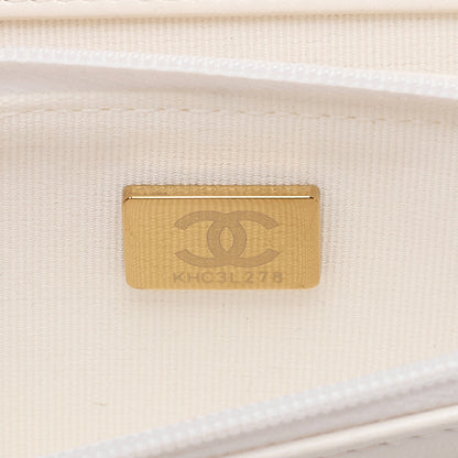 CHANEL Lambskin Matelasse Trendy CC Rhinestone 2-Way Chain Wallet White Gold-Tone Hardware, Pre-Owned