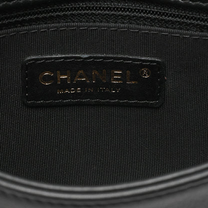 CHANEL Lambskin Matelasse Single Flap Turn Lock Chain Shoulder Bag Bicolor Dusty Pink x Black Gold-Tone Hardware, Pre-Owned