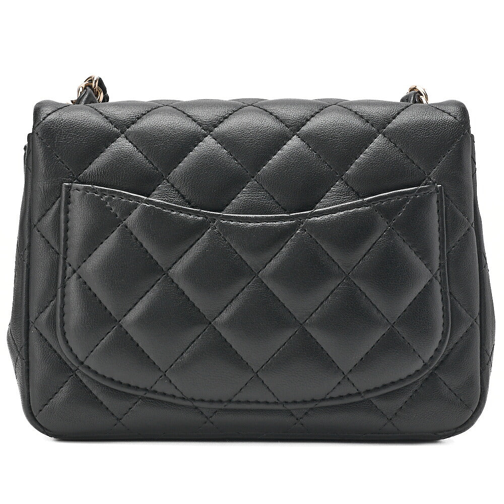 CHANEL Chain Shoulder Bag Mini Matelasse 16cm Turn Lock Lambskin Black Gold-Tone Hardware, Pre-Owned