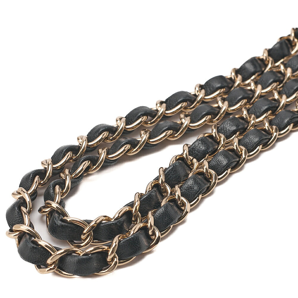CHANEL Chain Shoulder Bag Mini Matelasse 16cm Turn Lock Lambskin Black Gold-Tone Hardware, Pre-Owned