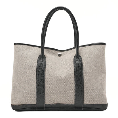 Hermes Hermes Garden Party PM Handbag Toaru Officier Borduc Ribbon Black x Gray Silver-Tone Hardware, Pre-Owned