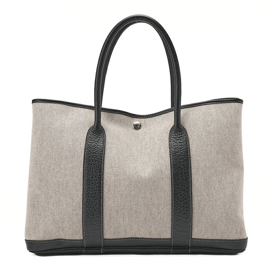 Hermes Hermes Garden Party PM Handbag Toaru Officier Borduc Ribbon Black x Gray Silver-Tone Hardware, Pre-Owned