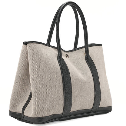 Hermes Hermes Garden Party PM Handbag Toaru Officier Borduc Ribbon Black x Gray Silver-Tone Hardware, Pre-Owned
