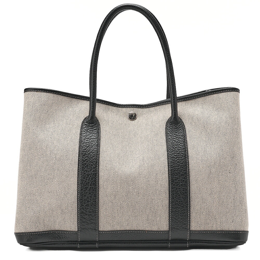 Hermes Hermes Garden Party PM Handbag Toaru Officier Borduc Ribbon Black x Gray Silver-Tone Hardware, Pre-Owned