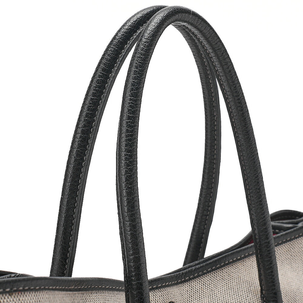 Hermes Hermes Garden Party PM Handbag Toaru Officier Borduc Ribbon Black x Gray Silver-Tone Hardware, Pre-Owned