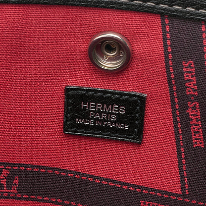 Hermes Hermes Garden Party PM Handbag Toaru Officier Borduc Ribbon Black x Gray Silver-Tone Hardware, Pre-Owned