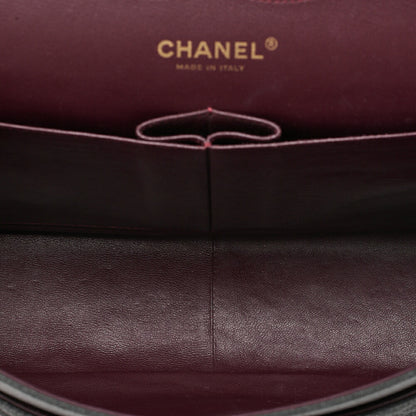 CHANEL Caviar Skin Deca Matelasse 30cm Double Flap Chain Shoulder Bag Black Gold-Tone Hardware, Pre-Owned