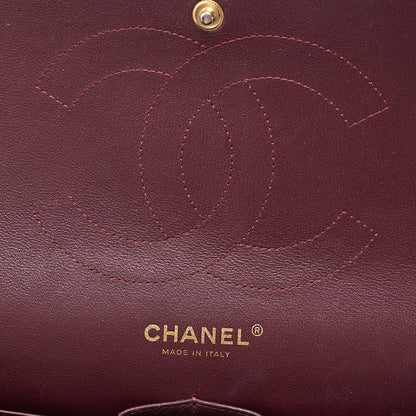 CHANEL Caviar Skin Deca Matelasse 30cm Double Flap Chain Shoulder Bag Black Gold-Tone Hardware, Pre-Owned