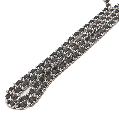 CHANEL Lambskin V-Stitch Fringe Chain Wallet Black Silver-Tone Hardware, Pre-Owned