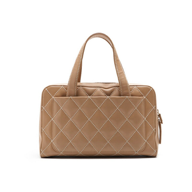 CHANEL Tote Bag Coco Mark Wild Stitch Calf Leather Beige Gold-Tone Hardware Pre-Owned - Vintage La Charme