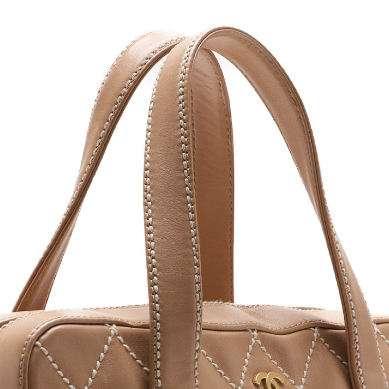 CHANEL Tote Bag Coco Mark Wild Stitch Calf Leather Beige Gold-Tone Hardware Pre-Owned - Vintage La Charme